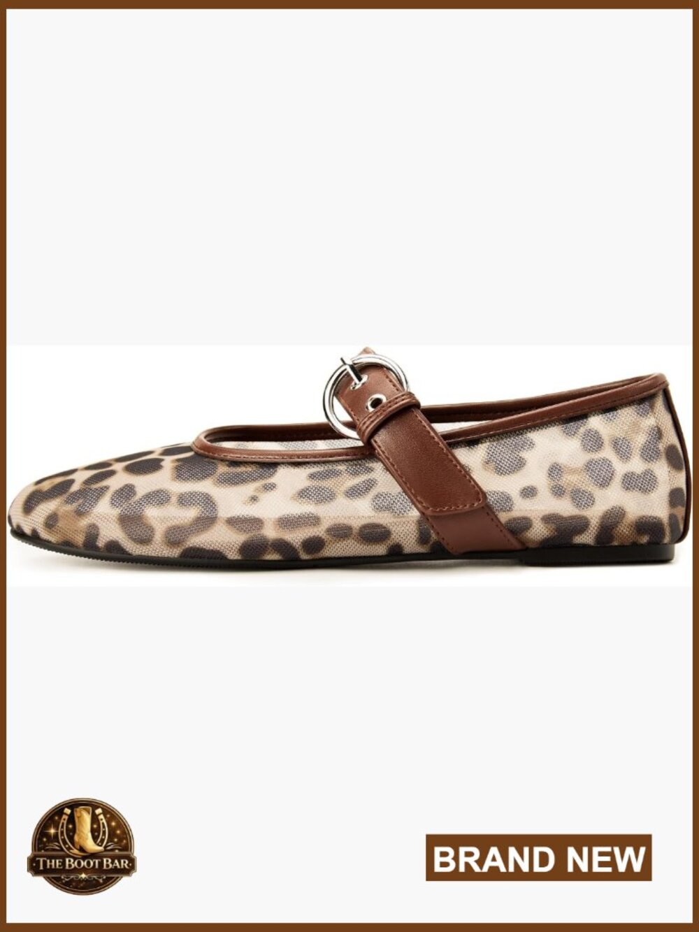 Leopard Mesh Mary Jane Flats Women's Dress Shoes Size 5.5-12